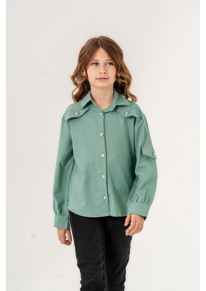 Kız Çocuk Cep Süslü Gömlek 3140