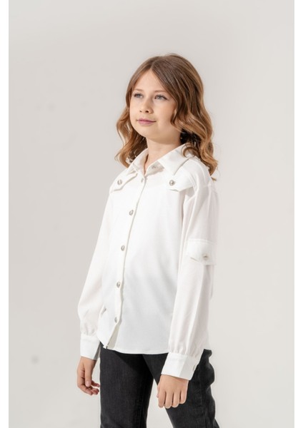 Kız Çocuk Cep Süslü Gömlek 3140
