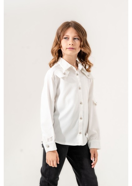 Kız Çocuk Cep Süslü Gömlek 3140 fiyatları