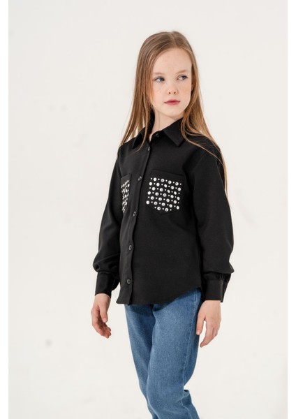 Kız Çocuk Cepleri Taşlı Gömlek 3139 fiyatları