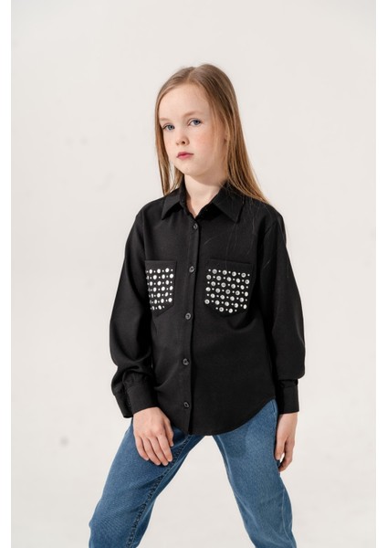 Kız Çocuk Cepleri Taşlı Gömlek 3139 modelleri