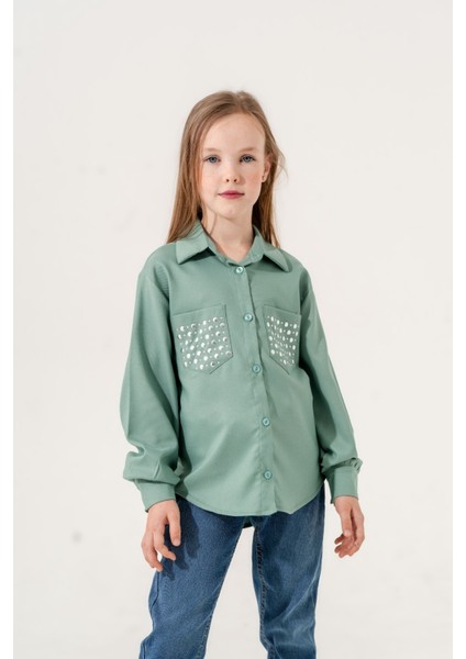 Kız Çocuk Cepleri Taşlı Gömlek 3139 fiyatları