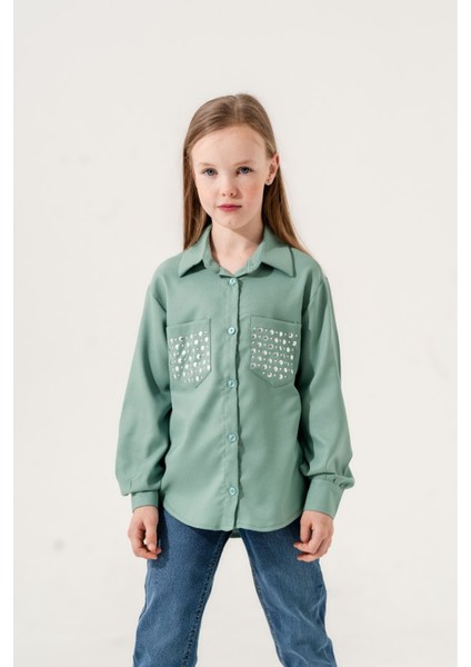 Kız Çocuk Cepleri Taşlı Gömlek 3139 modelleri