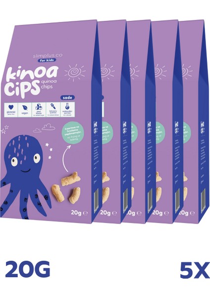 5 Paket 20G Sade Kinoa Cipsi For Kids Glutensiz Vegan Yağsız Cips Çocuklara Özel Ambalaj Bebek Ahtapot