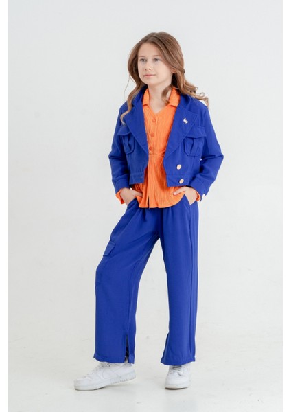 Kız Çocuk Crop Ceketli Üçlü Takım 4407