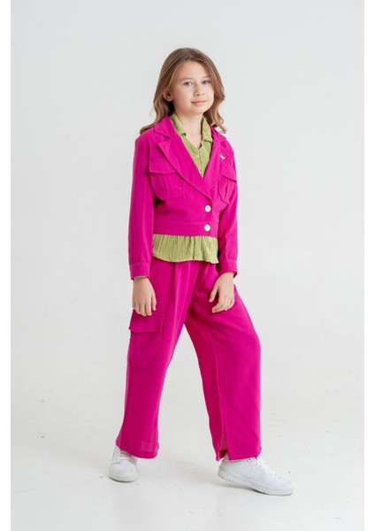 Kız Çocuk Crop Ceketli Üçlü Takım 4407 fiyatları