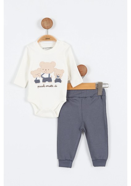 Ayı Desenli Pamuklu Çıt Kapşonlu Zıbınlı Uzun Kollu Erkek Bebek 3'lü Takım Alt Üst Erkek Bebek Takım modelleri