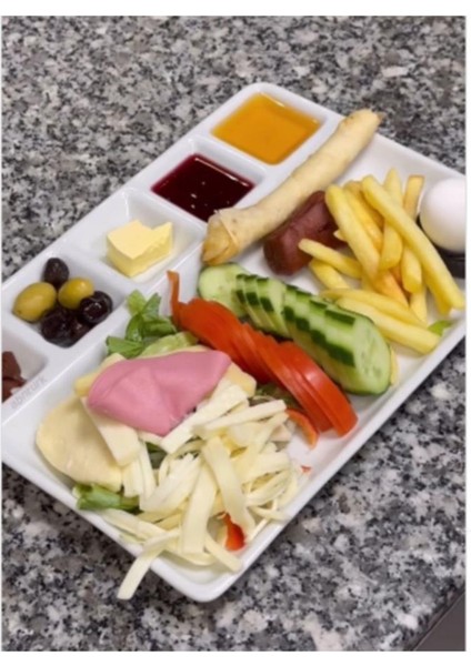 33X26CM Melamin Kahvaltılık 6 Bölmeli Termo 6 Gözlü Çocuk Tabldot Tepsisi