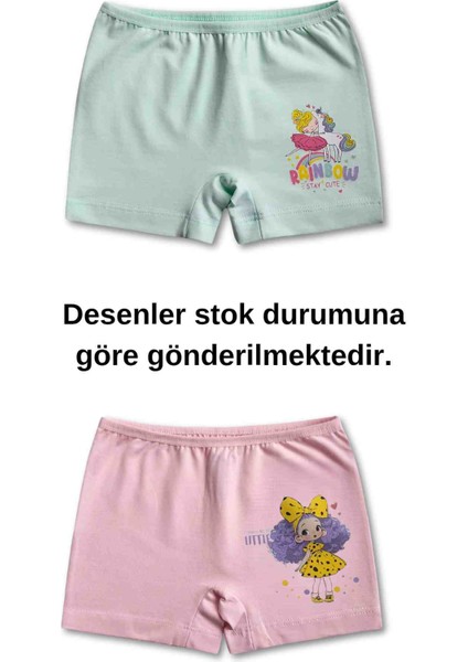 %95 Pamuklu Kız Çocuk Süprem Penye Boxer Külot Iç Çamaşır 6lı Set
