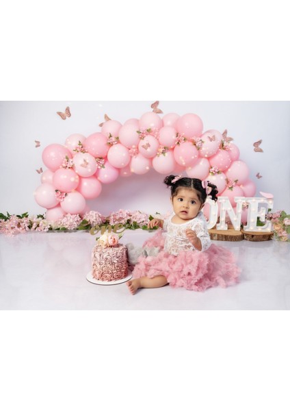Pink Kelebek Detaylı LED Işıklı Mini Doğum Günü Parti Seti