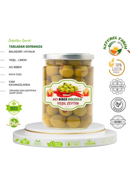 Acı Biber Dolgulu Yeşil Zeytin