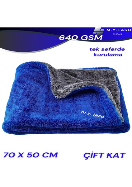 ( 70X50 ) cm Süper Kalın Çift Katman Mikrofiber Vakum Oto Kurulama Havlu 640 Gsm (Mavigri) fırsatları