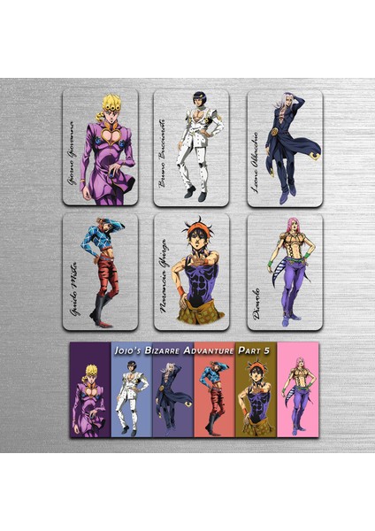 Magnet Seti Jojo's Bizarre Adventure Temalı: 6 Adet ve 6 x 10 Boyutunda Renkli ve Dayanıklı Magnet Seti