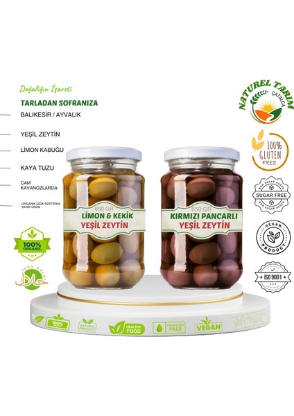 Yeşil Zeytin Limon Kekik - Kırmızı Pancar Suyunda Salamura ( 2 Li Paket )