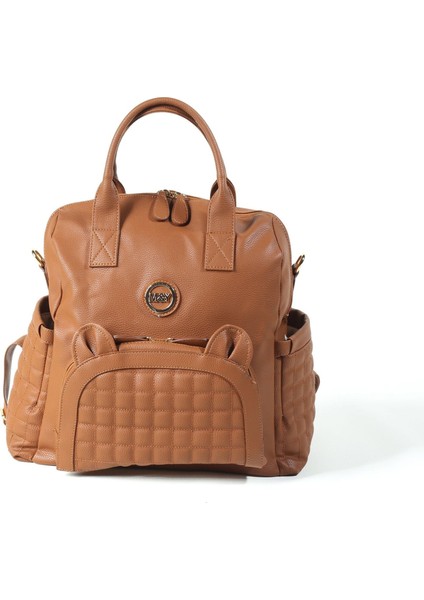 Kitty Deri Anne Bebek Bakım Sırt Çantası 7271 Taba