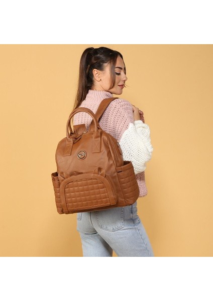 Kitty Deri Anne Bebek Bakım Sırt Çantası 7271 Taba indirimleri