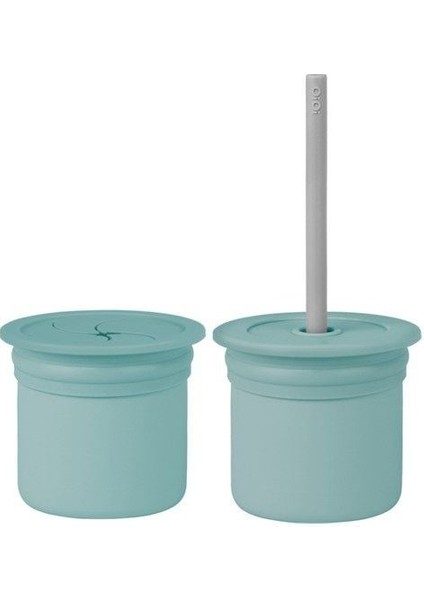 Ham+Hüp Pipetli Silikon Bardak Seti Aqua Green / Powder Grey