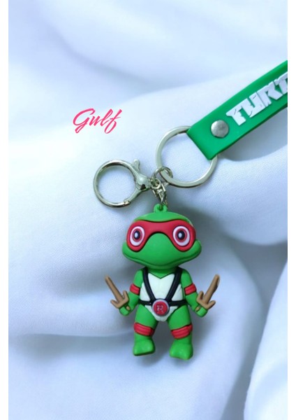 Ninja Kaplumağa Raphael 3D Büyük Boy Lüks Çift Anahtarlık
