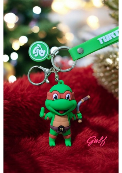 Ninja Kaplumağa Michelangelo 3D Büyük Boy Lüks Çift Anahtarlık