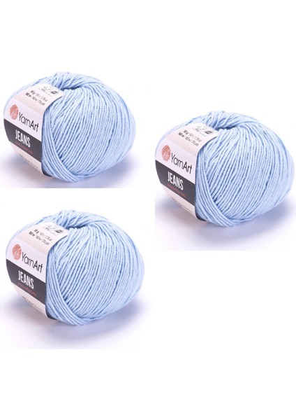 Yarn Art Jeans Amigurumi Örgü ipi 75 Açık Mavi Hırka Örgü ipi Bebek ipi Punch ipi 3'lü Paket
