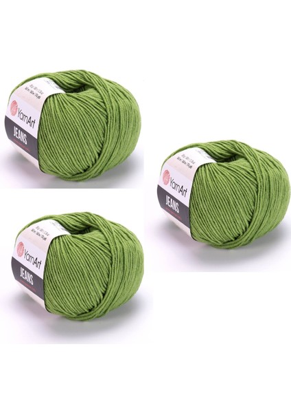 Yarn Art Jeans Amigurumi Örgü ipi 69 Yeşil Hırka Örgü ipi Bebek ipi Punch ipi 3'lü Paket