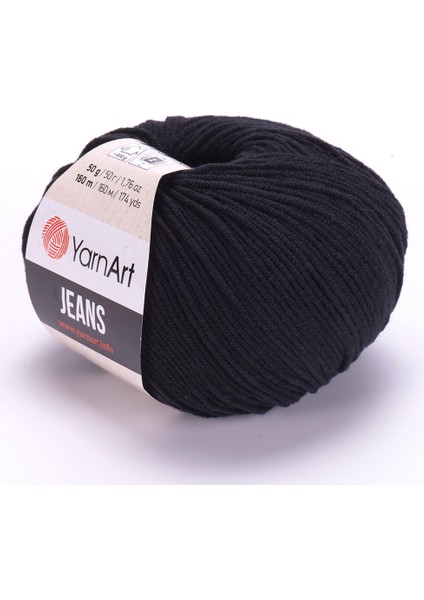 Yarn Art Jeans 53 Siyah Amigurumi Örgü ipi Hırka Örgü ipi Bebek ipi Punch ipi 3'lü Paket