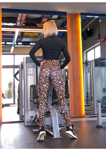 Leopar Desen Ekstra Yüksek Bel Spor Tayt fiyatları