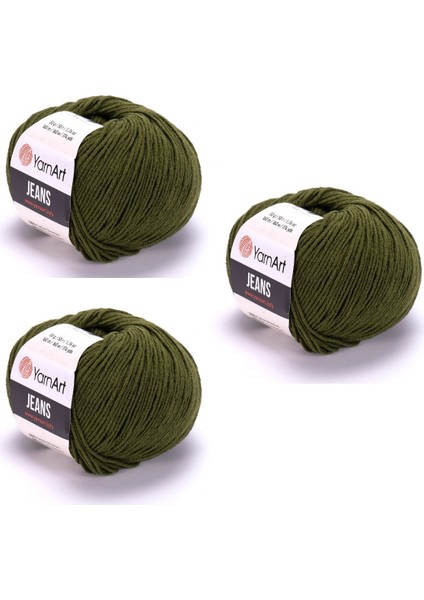 Yarn Art Jeans Amigurumi Örgü ipi 82 Zeytin Yeşil Hırka Örgü ipi Bebek ipi Punch ipi 3'lü Paket