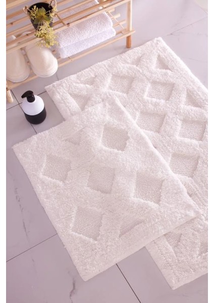 Pamuk Yıkanabilir Yumuşak Dokulu Banyo Paspası 2li Banyo Takımı