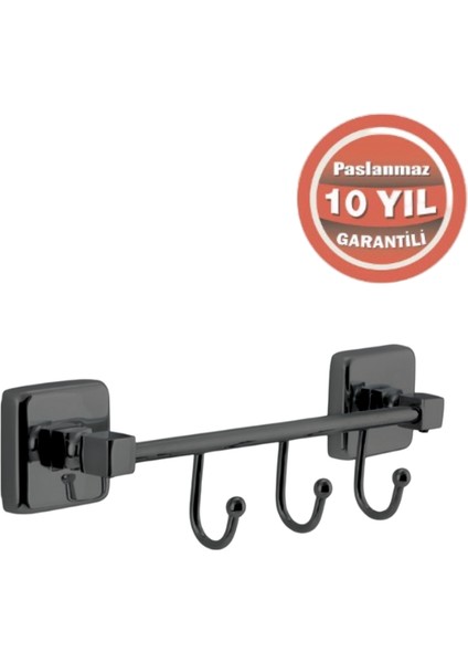 Paslanmaz Pirinç Kumru Kancalı 3’lü Askılık Mat Siyah modelleri