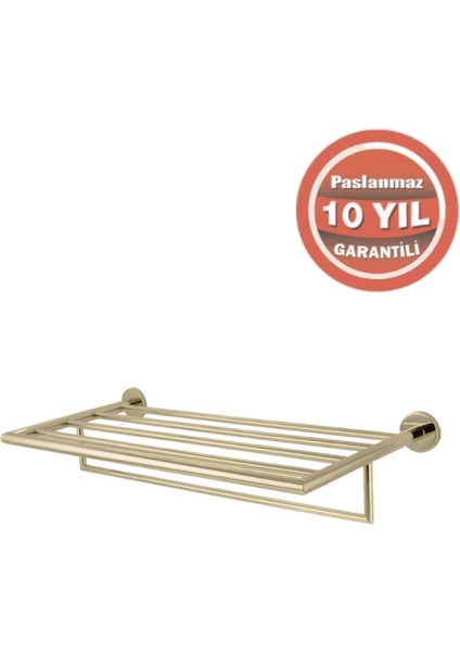 Paslanmaz Pirinç Flora Raf Havluluk 60CM Altın Sarı Gold