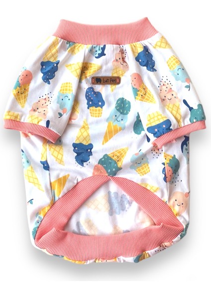 Dondurma Desenli Köpek T-Shirt