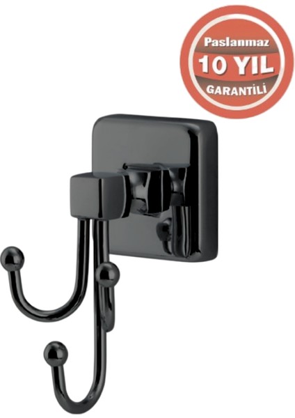 Paslanmaz Pirinç Kumru Üçlü Bornozluk Mat Siyah