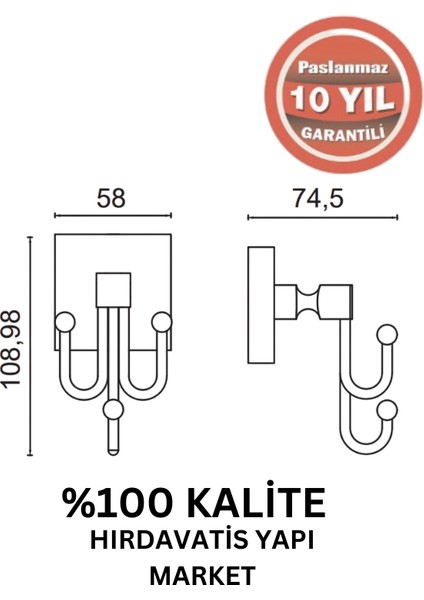 Paslanmaz Pirinç Kumru Üçlü Bornozluk Mat Siyah fiyatları