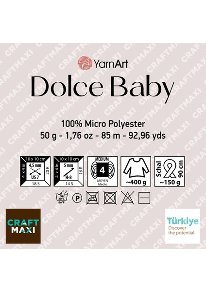 Dolce Baby - Kadife, Bebek El Örgü Ipi Taş RENGI-771