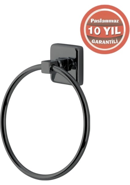 Paslanmaz Pirinç Kumru Yuvarlak Havluluk Mat Siyah