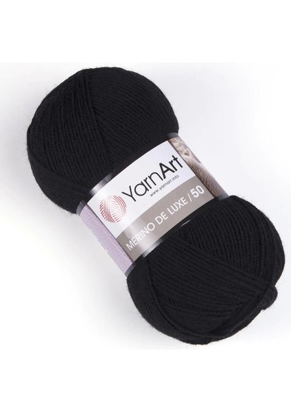 Merıno De Luxe 50 - El Örgü Ipi SİYAH-585