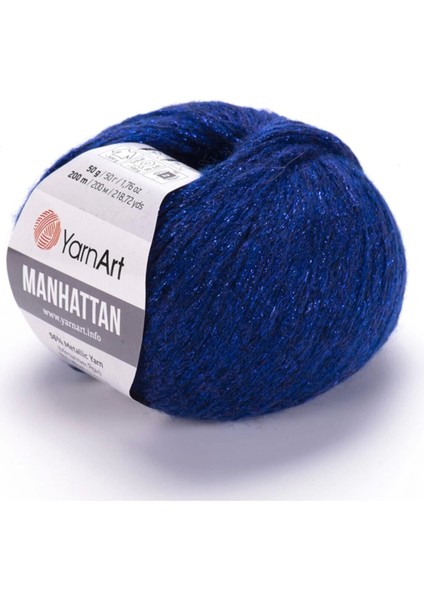 Manhattan - Simli El Örgü ipi Saks MAVISI-914