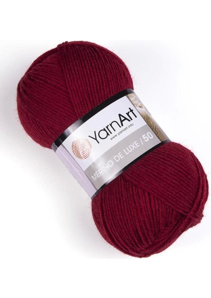 Merıno De Luxe 50 - El Örgü Ipi Koyu KIRMIZI-3024