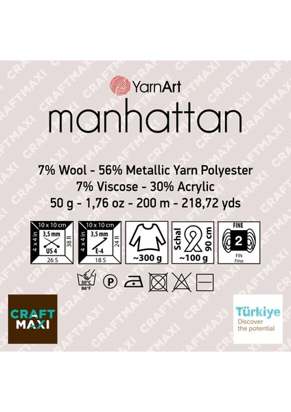 Manhattan - Simli El Örgü ipi MAVI-907