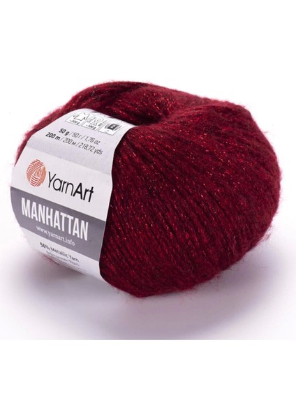 Manhattan - Simli El Örgü ipi KIRMIZI-913