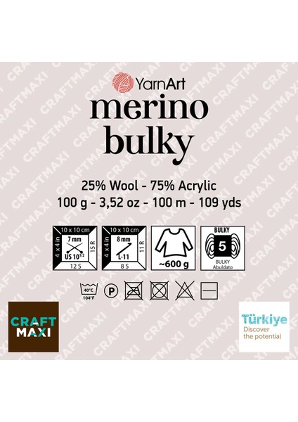 Merıno Bulky - El Örgü Ipi KREM-7003 fiyatları