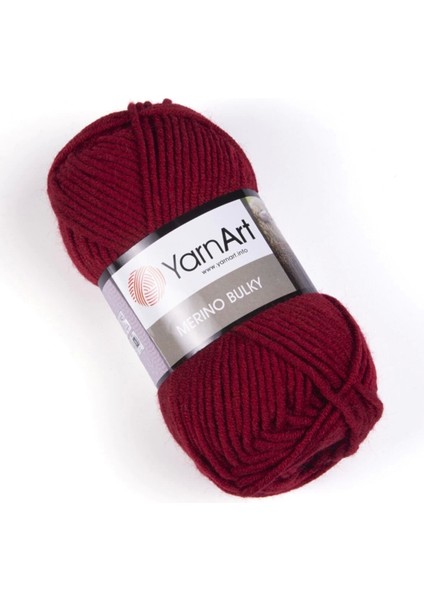 Merıno Bulky - El Örgü Ipi Koyu KIRMIZI-3024