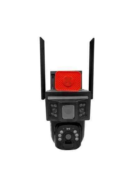 3916 6mp 4K 4g Sim Kartlı Güneş Panel Dual Lens Solar Sirenli Mikrofon 360