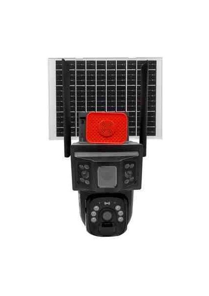 3916 6mp 4K 4g Sim Kartlı Güneş Panel Dual Lens Solar Sirenli Mikrofon 360