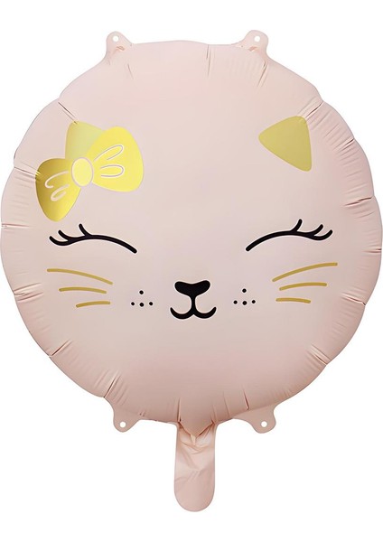 Retro Pembe Renkli Kedi Kitty Folyo Balon 18 Inç 45 cm