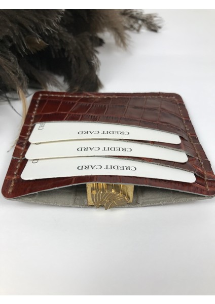 Kartlık Kroko Desenli Kiremit Renk Hakiki Deri Unisex