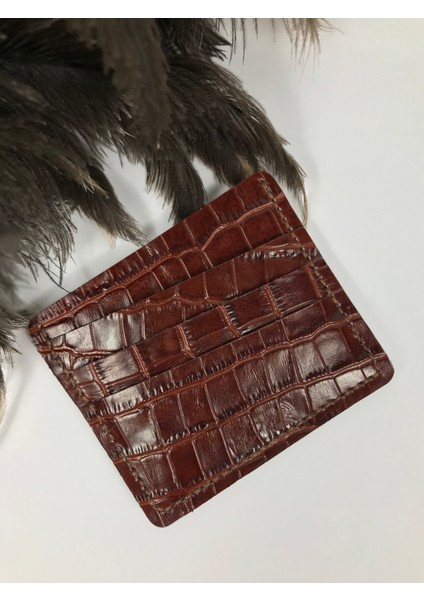 Kartlık Kroko Desenli Kiremit Renk Hakiki Deri Unisex fırsatları