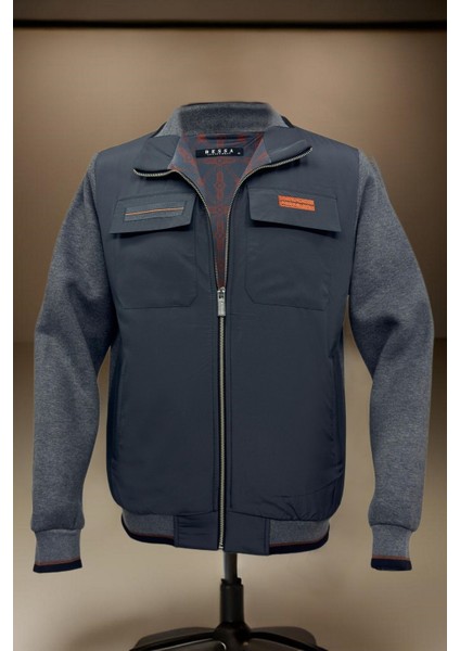 Erkek Kışlık Füme Ceket Içi Astarlı Kalın Kumaş Kapaklı Fermuarlı Yan Cepler modelleri