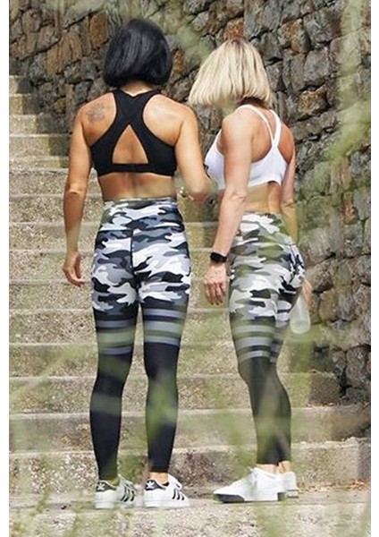 Baseni Gri Kamuflaj Siyah Spor Tayt indirimleri